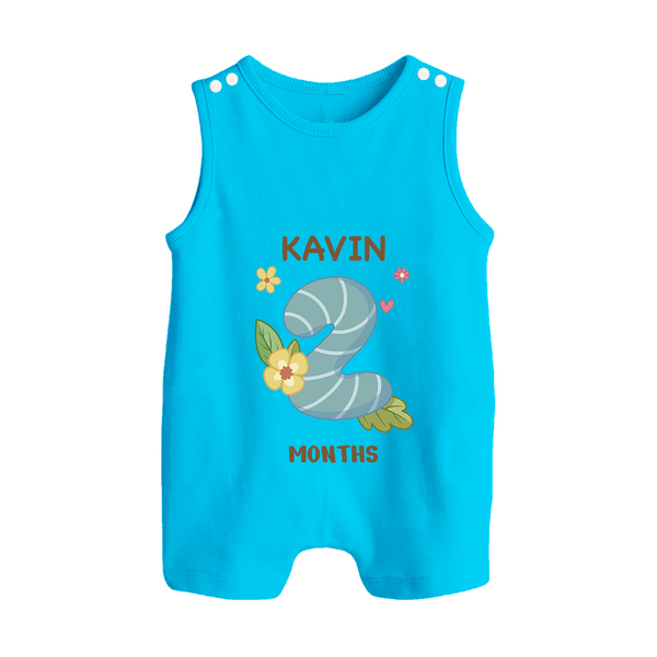 Celebrate Baby's 2nd Month | Custom Romper Suit/ Sleeveless Romper | Premium Cotton - SKY BLUE - 0 - 5 Months Old (Chest 18")
