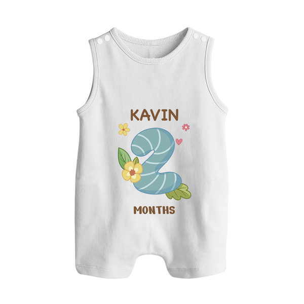 Celebrate Baby's 2nd Month | Custom Romper Suit/ Sleeveless Romper | Premium Cotton - WHITE - 0 - 5 Months Old (Chest 18")