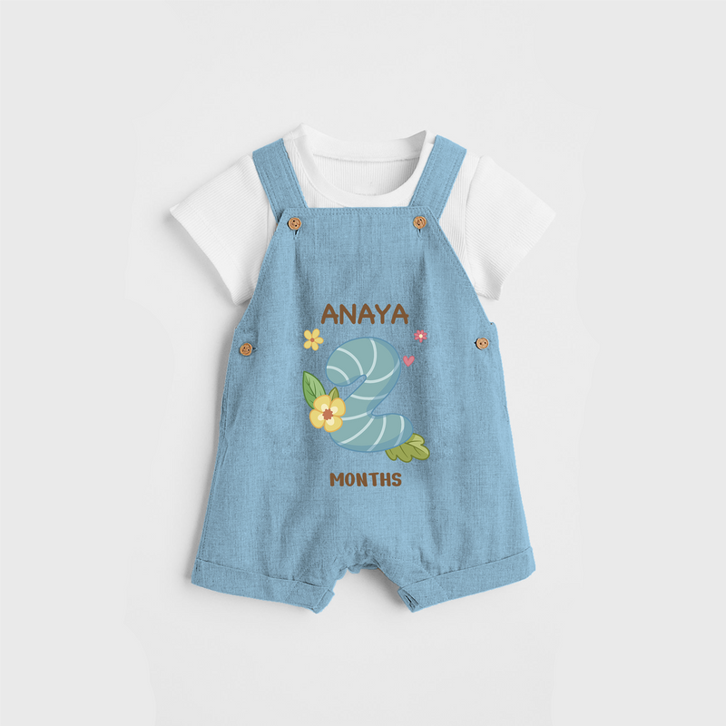 Memorialize your little one's Second month with a personalized Dungaree - SKY BLUE - 0 - 5 Months Old (Chest 17")