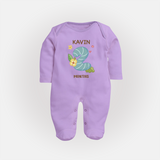 Celebrate Baby's 2nd Month | Custom Full Sleeve Bodysuit/ Sleep Suit/ Jumpsuit | Premium Cotton - LILAC - New Born (Chest 7.5")