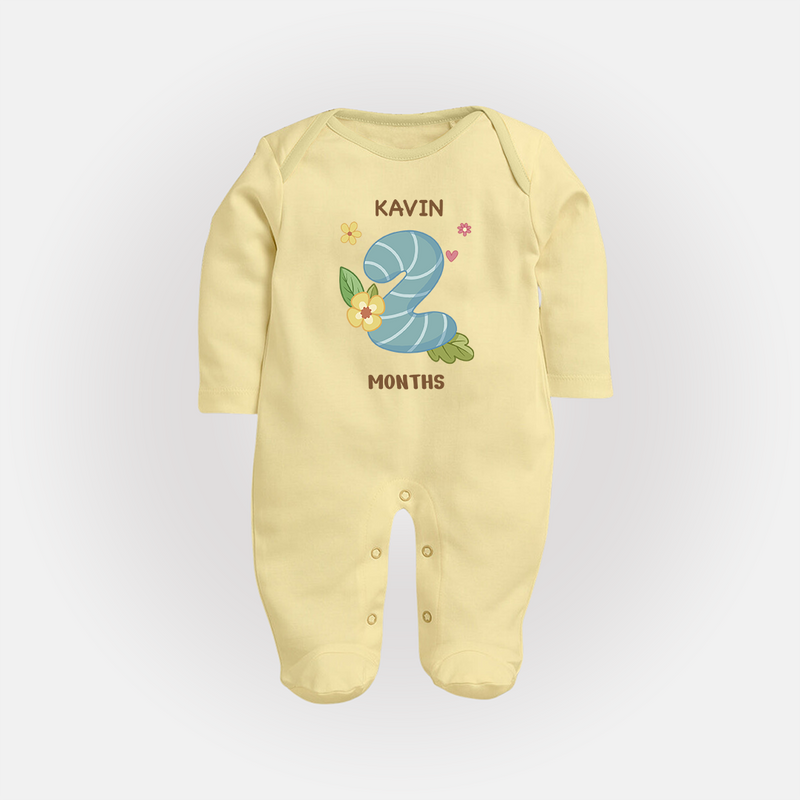 Dress Your Little One In Our Enchanting Customized Baby Sleep Suit For Their 2-Month Celebration - PASTEL YELLOW - New Born (Chest 7.5")