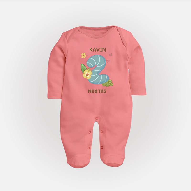 Dress Your Little One In Our Enchanting Customized Baby Sleep Suit For Their 2-Month Celebration - PEACH - New Born (Chest 7.5")