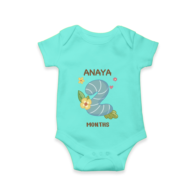 Memorialize your little one's Second month with a personalized romper/onesie - ARCTIC BLUE - 0 - 3 Months Old (Chest 16")