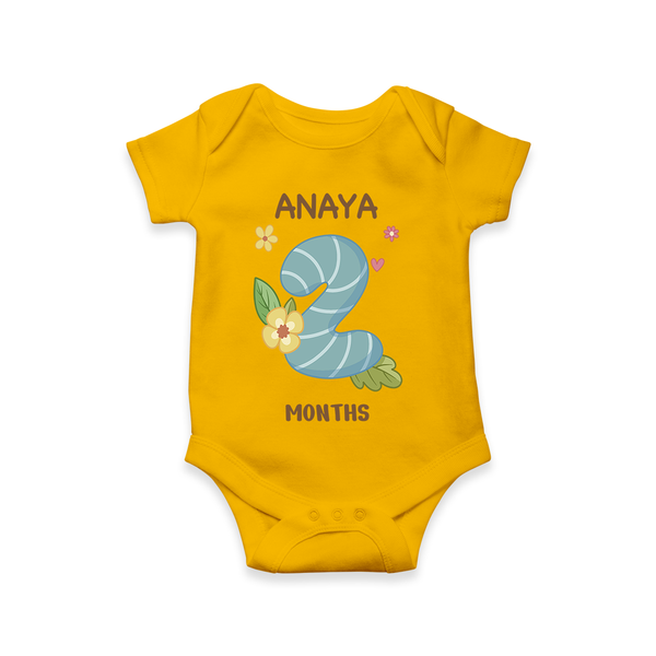 Memorialize your little one's Second month with a personalized romper/onesie - CHROME YELLOW - 0 - 3 Months Old (Chest 16")
