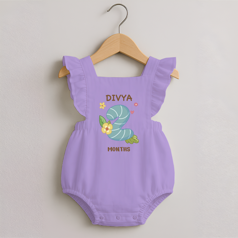 Celebrate Baby's 2nd Month | Custom Romper Frock | Premium Cotton - LILAC - 0 - 3 Months Old (Chest 19")