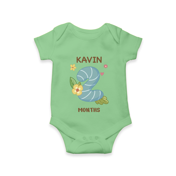 Celebrate Baby's 2nd Month | Custom Romper/Onesie | Premium Cotton - GREEN - New Born (Chest 14")