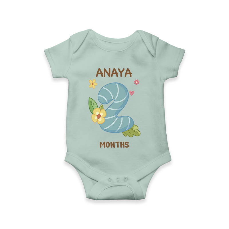 Memorialize your little one's Second month with a personalized romper/onesie - MINT GREEN - 0 - 3 Months Old (Chest 16")