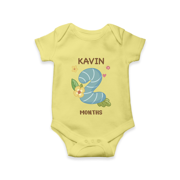 Celebrate Baby's 2nd Month | Custom Romper/Onesie | Premium Cotton - PASTEL YELLOW - New Born (Chest 14")