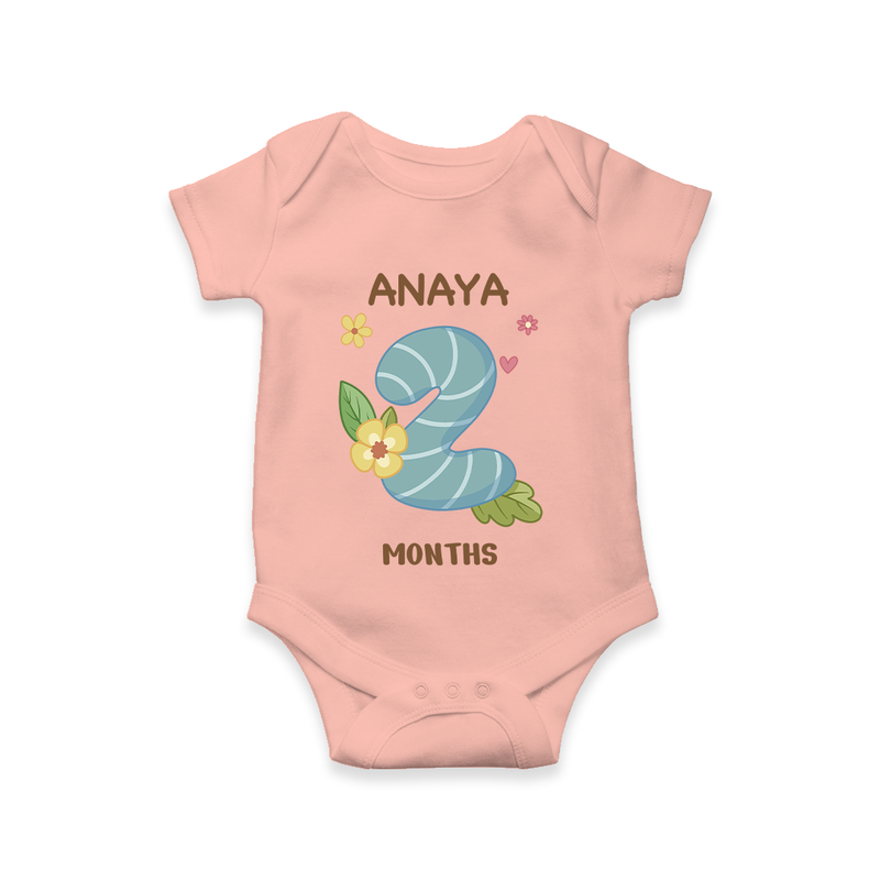 Memorialize your little one's Second month with a personalized romper/onesie - PEACH - 0 - 3 Months Old (Chest 16")