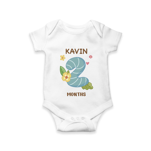 Celebrate Baby's 2nd Month | Custom Romper/Onesie | Premium Cotton - WHITE - New Born (Chest 14")