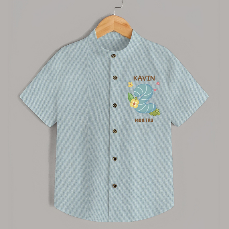 Celebrate Baby's 2nd Month | Custom Shirt | Premium Cotton - ARCTIC BLUE - 0 - 6 Months Old (Chest 23")
