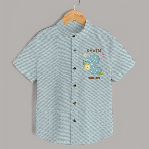 Celebrate Baby's 2nd Month | Custom Shirt | Premium Cotton - ARCTIC BLUE - 0 - 6 Months Old (Chest 23")