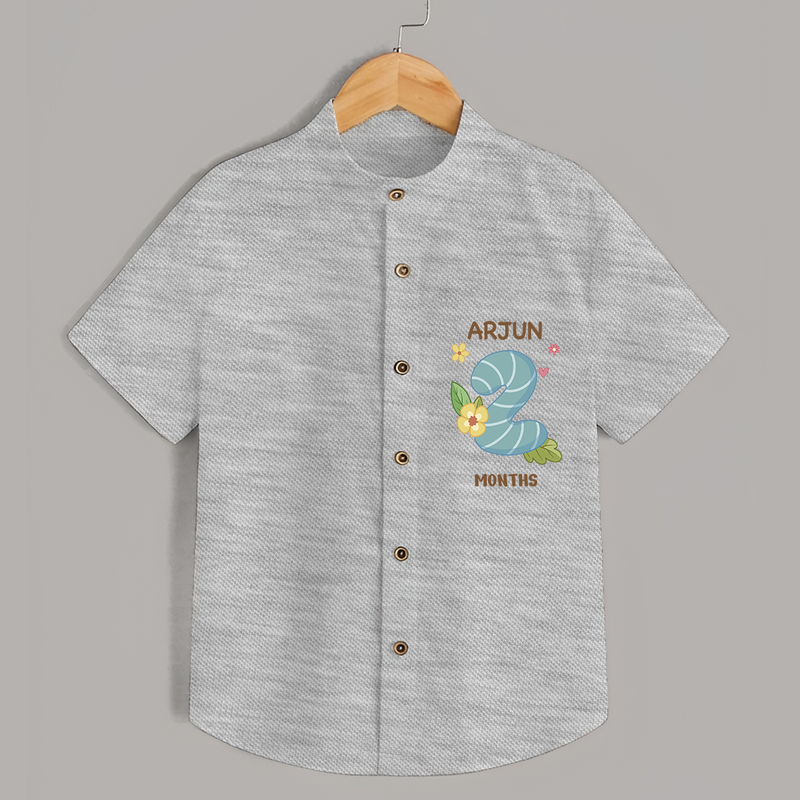 Memorialize your little one's Second month Birthday with a personalized Shirt - GREY MELANGE - 0 - 6 Months Old (Chest 21")