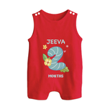 Celebrate Baby's 2nd Month | Custom Romper Suit/ Sleeveless Romper | Premium Cotton - RED - 0 - 5 Months Old (Chest 18")