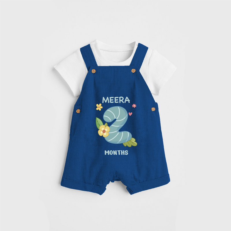 Memorialize your little one's Second month with a personalized Dungaree - COBALT BLUE - 0 - 5 Months Old (Chest 17")