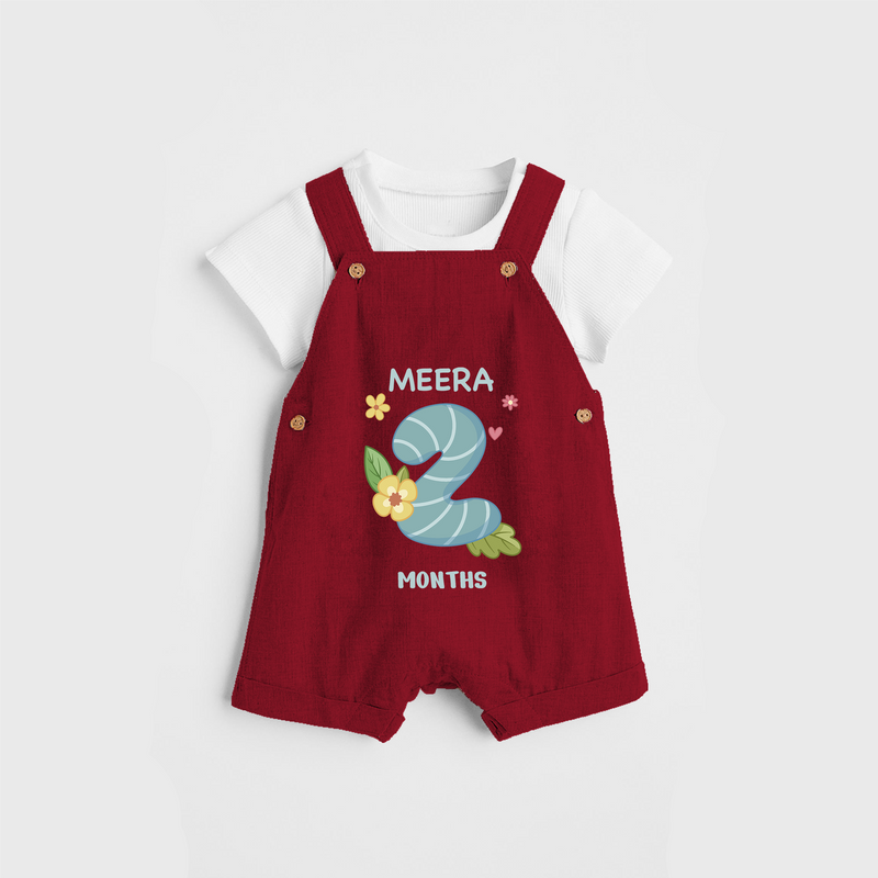 Memorialize your little one's Second month with a personalized Dungaree - RED - 0 - 5 Months Old (Chest 17")