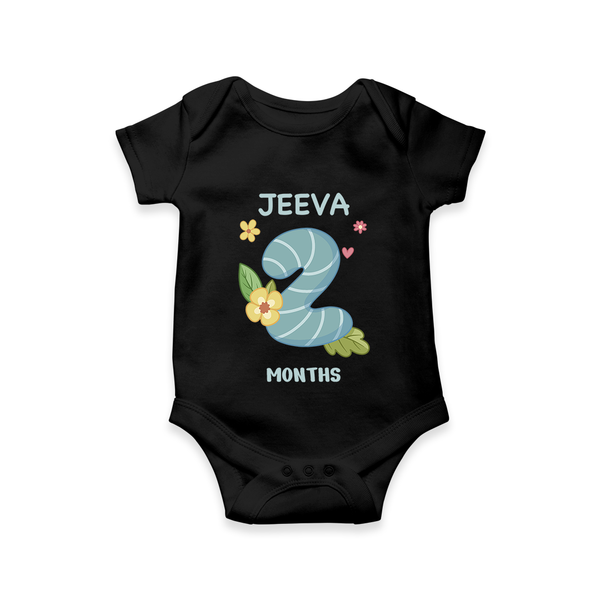 Celebrate Baby's 2nd Month | Custom Romper/Onesie | Premium Cotton - BLACK - New Born (Chest 14")