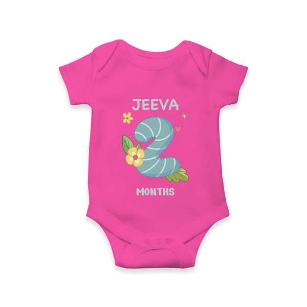 Celebrate Baby's 2nd Month | Custom Romper/Onesie | Premium Cotton - HOT PINK - New Born (Chest 14")