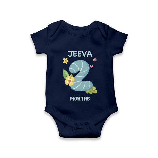 Celebrate Baby's 2nd Month | Custom Romper/Onesie | Premium Cotton - NAVY BLUE - New Born (Chest 14")