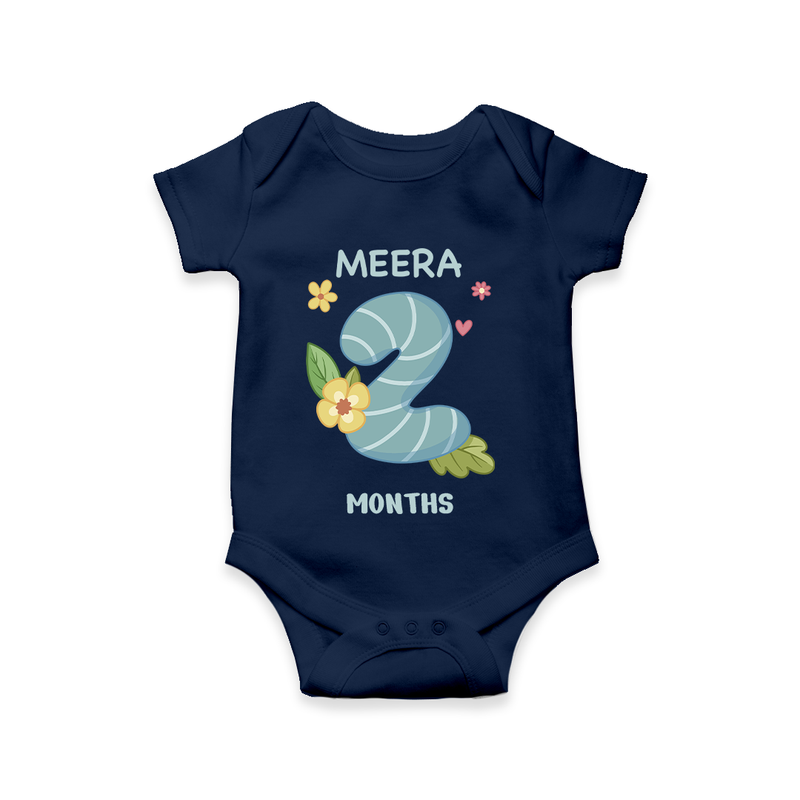 Memorialize your little one's Second month with a personalized romper/onesie - NAVY BLUE - 0 - 3 Months Old (Chest 16")