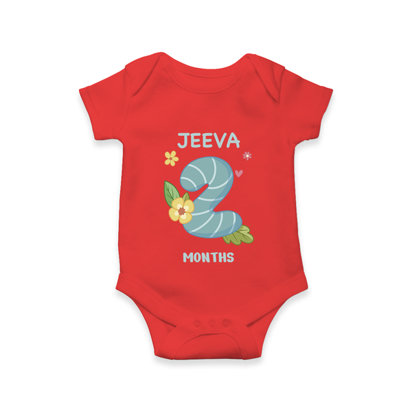 Celebrate Baby's 2nd Month | Custom Romper/Onesie | Premium Cotton - RED - New Born (Chest 14")