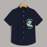 Memorialize your little one's Second month Birthday with a personalized Shirt - NAVY BLUE - 0 - 6 Months Old (Chest 21")