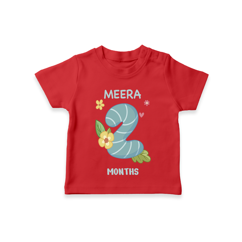 Memorialize your little one's Second month with a personalized kids T-shirts - RED - 0 - 5 Months Old (Chest 17")