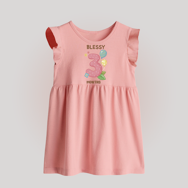 Celebrate Baby's 3rd Month | Custom Baby Frock | Premium Cotton - BABY PINK - 0 - 3 Months Old (Chest 17")