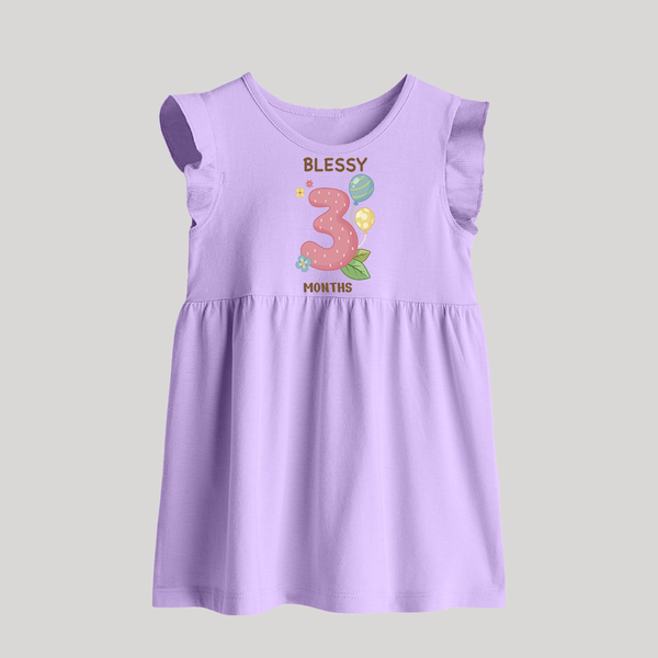 Celebrate Baby's 3rd Month | Custom Baby Frock | Premium Cotton - LILAC - 0 - 3 Months Old (Chest 17")