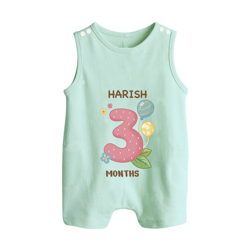 Dress Your Little One In Our Enchanting Customized Baby Romper Suit For Their 3-Month Celebration - MINT GREEN - 0 - 5 Months Old (Chest 18")