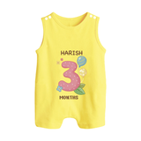 Dress Your Little One In Our Enchanting Customized Baby Romper Suit For Their 3-Month Celebration - PASTEL YELLOW - 0 - 5 Months Old (Chest 18")