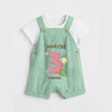Celebrate Baby's 3rd Month | Custom Dungaree Set | Premium Cotton - MINT GREEN - 0 - 5 Months Old (Chest 18")