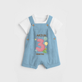 Memorialize your little one's Third month with a personalized Dungaree - SKY BLUE - 0 - 5 Months Old (Chest 17")