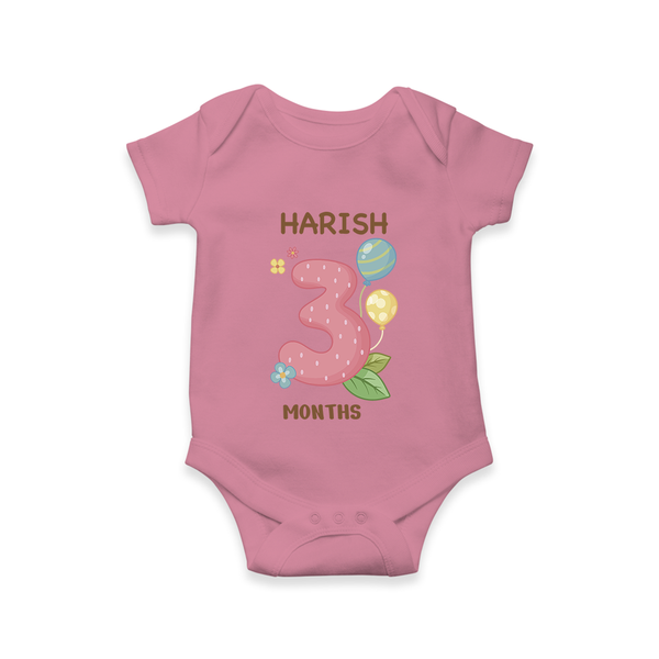 Celebrate Baby's 3rd Month | Custom Romper/Onesie | Premium Cotton - ONION - New Born (Chest 14")