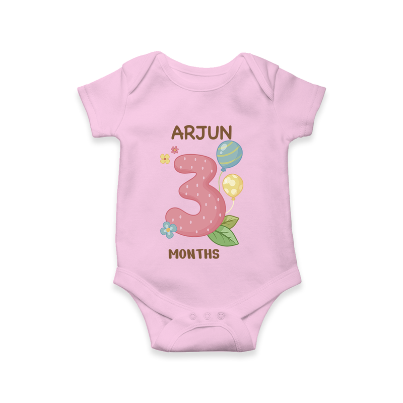 Memorialize your little one's Third month with a personalized romper/onesie - PINK - 0 - 3 Months Old (Chest 16")