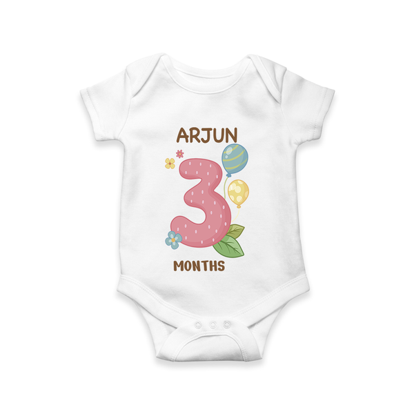Memorialize your little one's Third month with a personalized romper/onesie - WHITE - 0 - 3 Months Old (Chest 16")