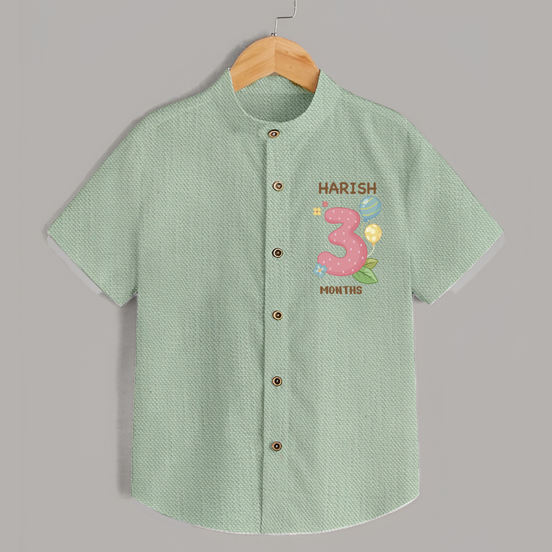Celebrate Baby's 3rd Month | Custom Shirt | Premium Cotton - MINT GREEN - 0 - 6 Months Old (Chest 23")