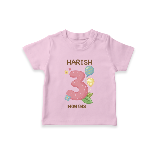 Celebrate Baby's 3rd Month | Custom T-Shirt | Premium Cotton - BABY PINK - 0-5 Months Old (Chest 17")