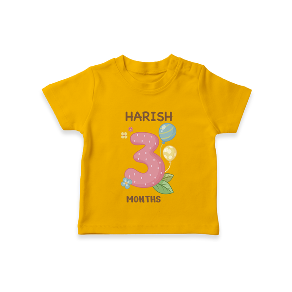 Celebrate Baby's 3rd Month | Custom T-Shirt | Premium Cotton - CHROME YELLOW - 0-5 Months Old (Chest 17")