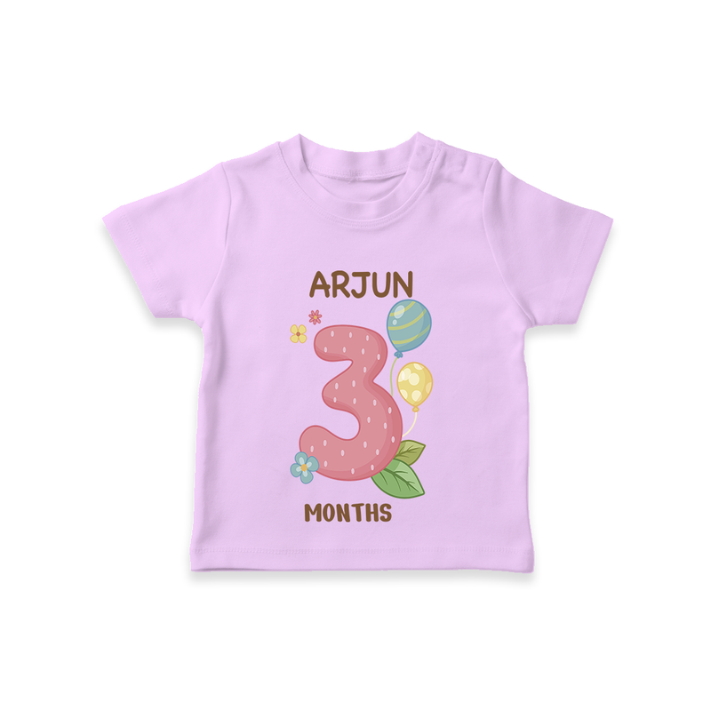 Memorialize your little one's Third month with a personalized kids T-shirts - LILAC - 0 - 5 Months Old (Chest 17")