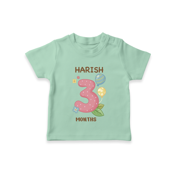 Celebrate Baby's 3rd Month | Custom T-Shirt | Premium Cotton - MINT GREEN - 0-5 Months Old (Chest 17")