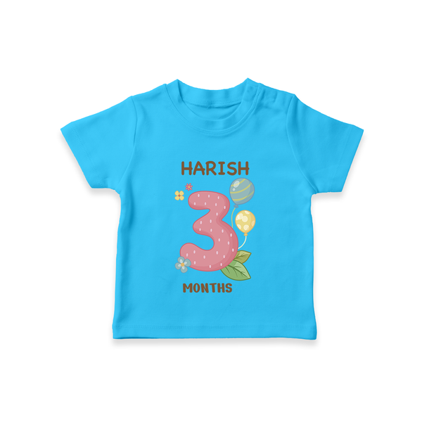 Celebrate Baby's 3rd Month | Custom T-Shirt | Premium Cotton - SKY BLUE - 0-5 Months Old (Chest 17")