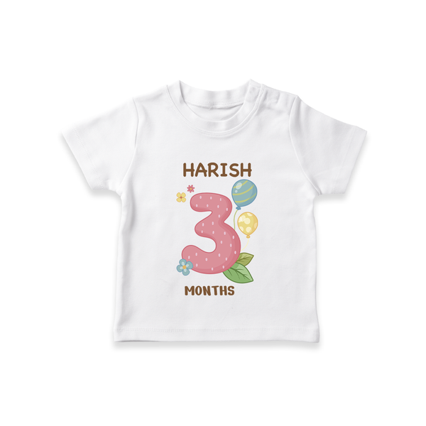 Celebrate Baby's 3rd Month | Custom T-Shirt | Premium Cotton - WHITE - 0-5 Months Old (Chest 17")