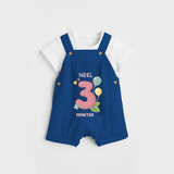 Memorialize your little one's Third month with a personalized Dungaree - COBALT BLUE - 0 - 5 Months Old (Chest 17")