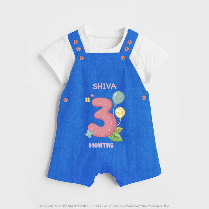 Dress Your Little One In Our Enchanting Customized Baby Dungaree Set For Their 3-Month Celebration - COBALT BLUE - 0 - 5 Months Old (Chest 18")