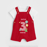 Dress Your Little One In Our Enchanting Customized Baby Dungaree Set For Their 3-Month Celebration - RED - 0 - 5 Months Old (Chest 18")