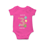 Dress Your Little One In Our Enchanting Customized Baby Romper For Their 3-Month Celebration - HOT PINK - 0 - 3 Months Old (Chest 16")