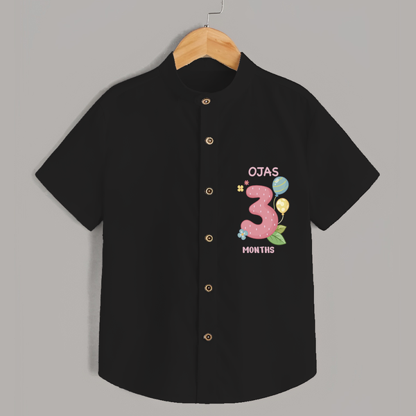 Memorialize your little one's Third month Birthday with a personalized Shirt - BLACK - 0 - 6 Months Old (Chest 21")