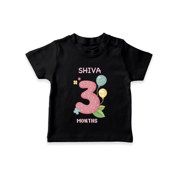 Celebrate Baby's 3rd Month | Custom T-Shirt | Premium Cotton - BLACK - 0-5 Months Old (Chest 17")