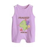 Celebrate Baby's 4th Month | Custom Romper Suit/ Sleeveless Romper | Premium Cotton - LILAC - 0 - 5 Months Old (Chest 18")